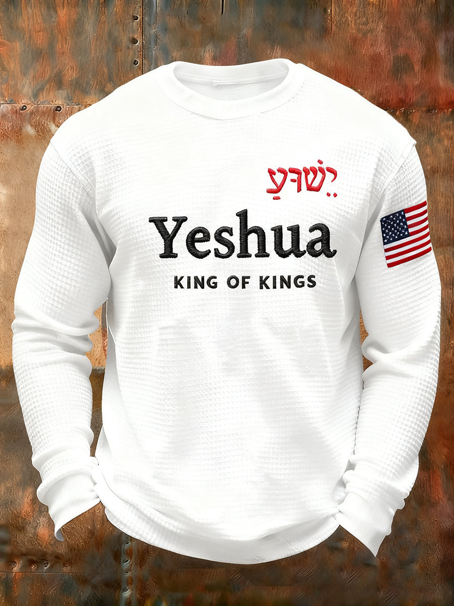 Men's Vintage Yeshua King Of Kings Waffle Long Sleeve T-Shirt