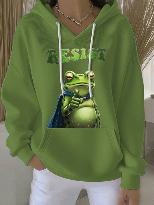 Women's Resist Frog Print Casual Hoodie