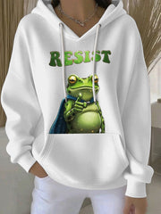 Women's Resist Frog Print Casual Hoodie