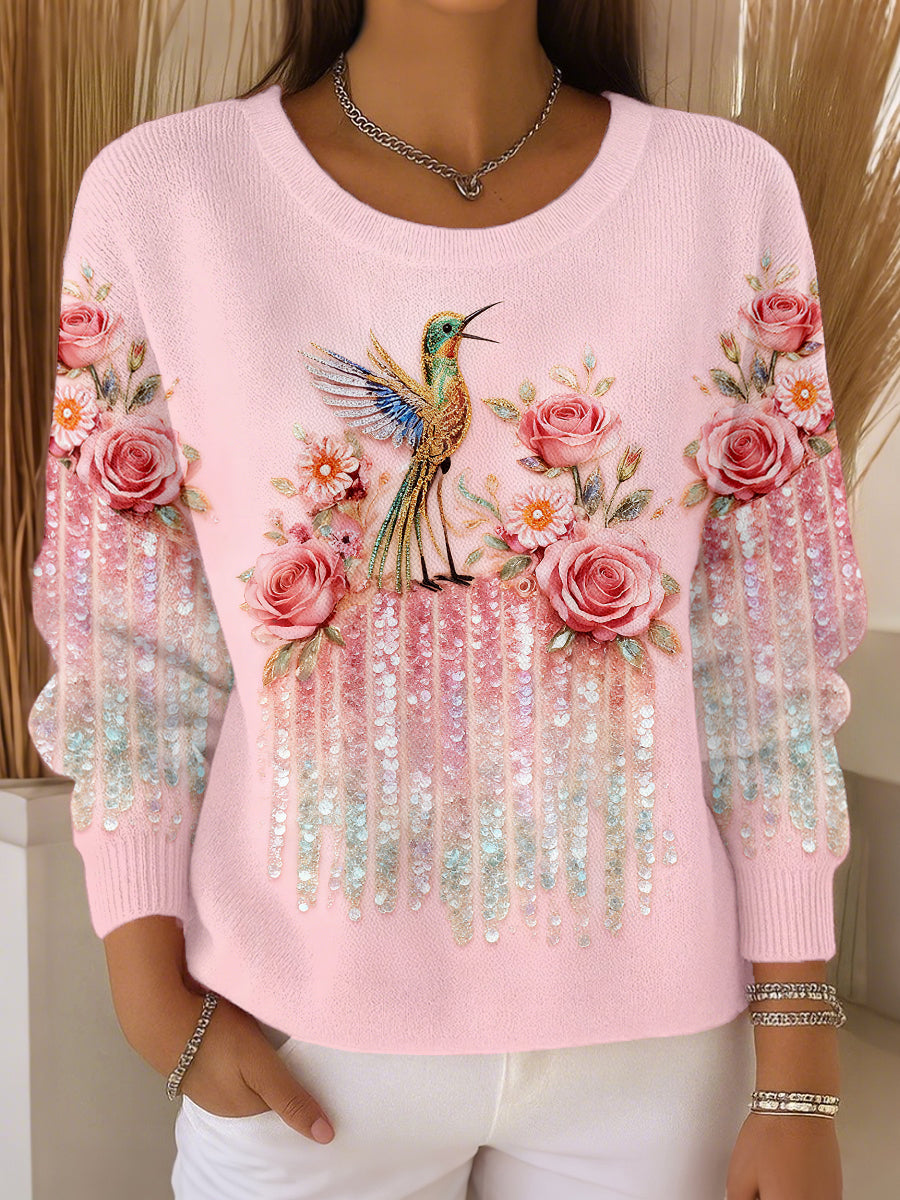 Women's Breast Cancer Awareness Hummingbird Floral Tops