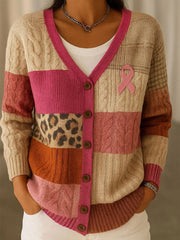 Women's Breast Cancer Geometric Cardigans