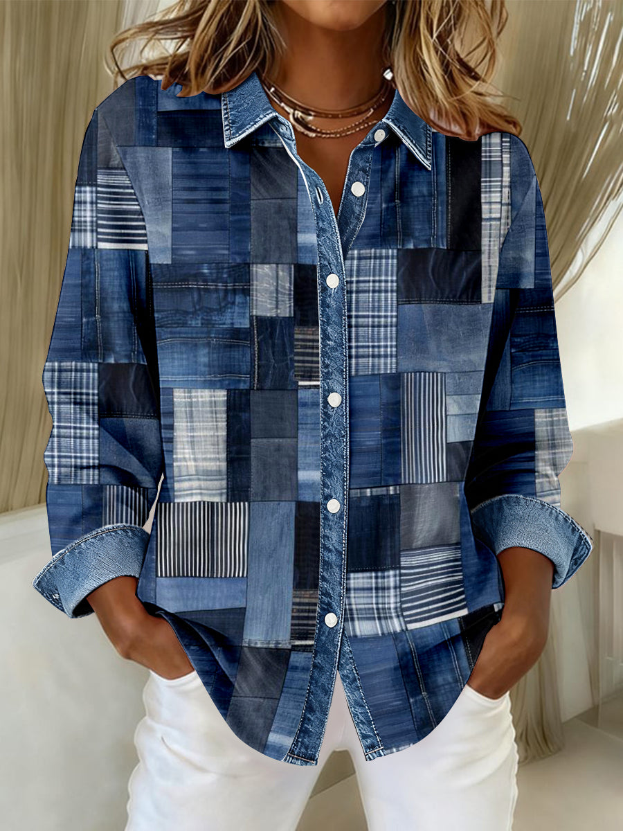 Women's Vintage Patchwork Art Shirt