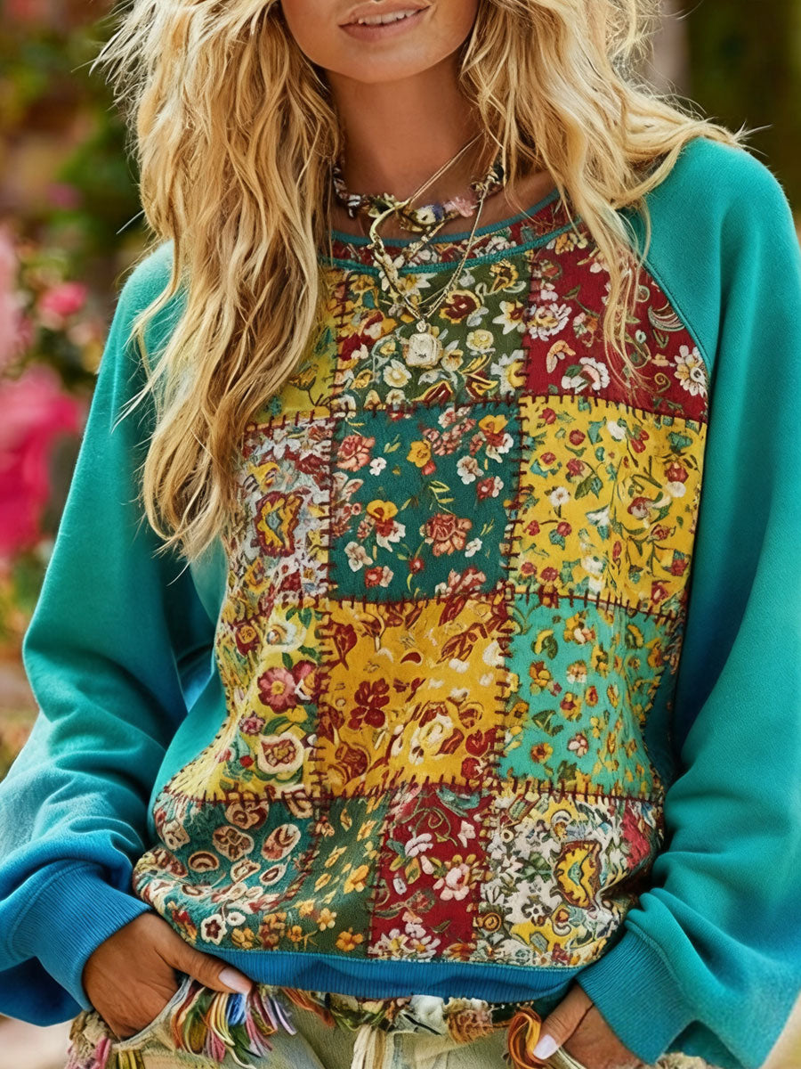 Women's Bohemian Boho Floral Art Printed Sweatshirt