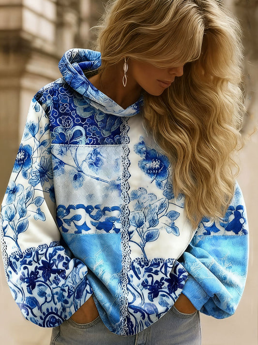 Women's Bohemian Boho Floral Art Printed Hoodie
