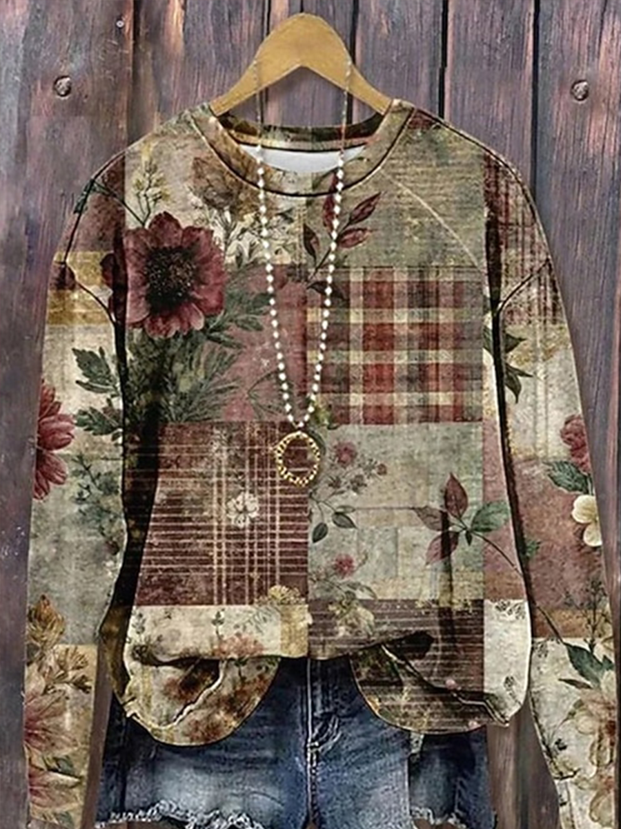 Women's Bohemian floral print Regular Sweatshirt