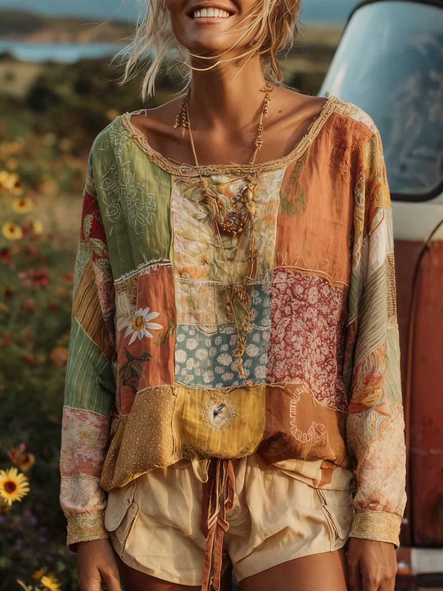 Women's Bohemian Boho Floral Art Printed Tops