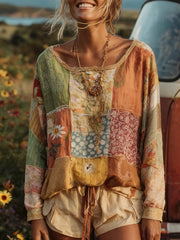 Women's Bohemian Boho Floral Art Printed Tops