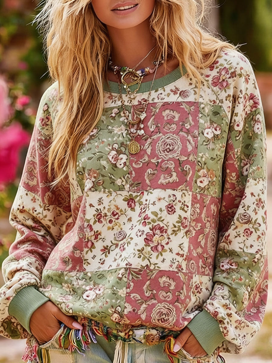Women's Bohemian Boho Floral Art Printed Sweatshirt