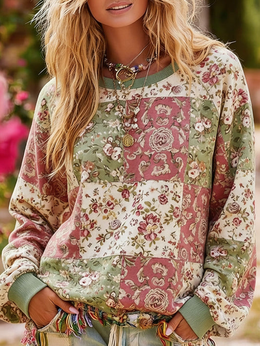 Women's Bohemian Boho Floral Art Printed Sweatshirt