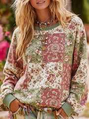 Women's Bohemian Boho Floral Art Printed Sweatshirt