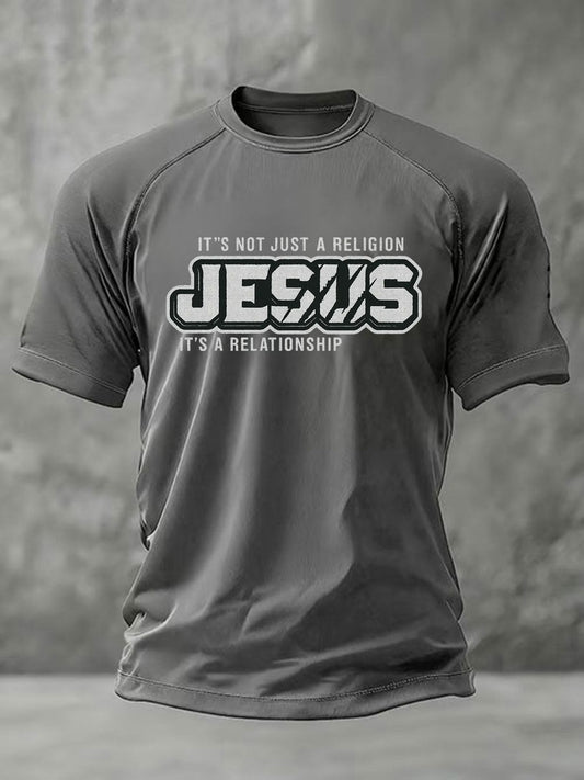 Men's JESUS print short sleeve t-shirt