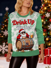 Women's Christmas 'Drink Up Bitches' Drink Dispenser Print Sweater