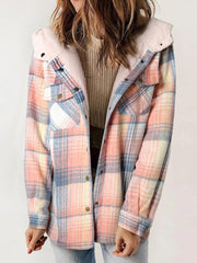 Women's Warm Plush Plaid Hooded Jacket