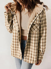 Women's Warm Plush Plaid Hooded Jacket