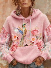 Women's Breast Cancer Awareness Hummingbird Florals Hoodies