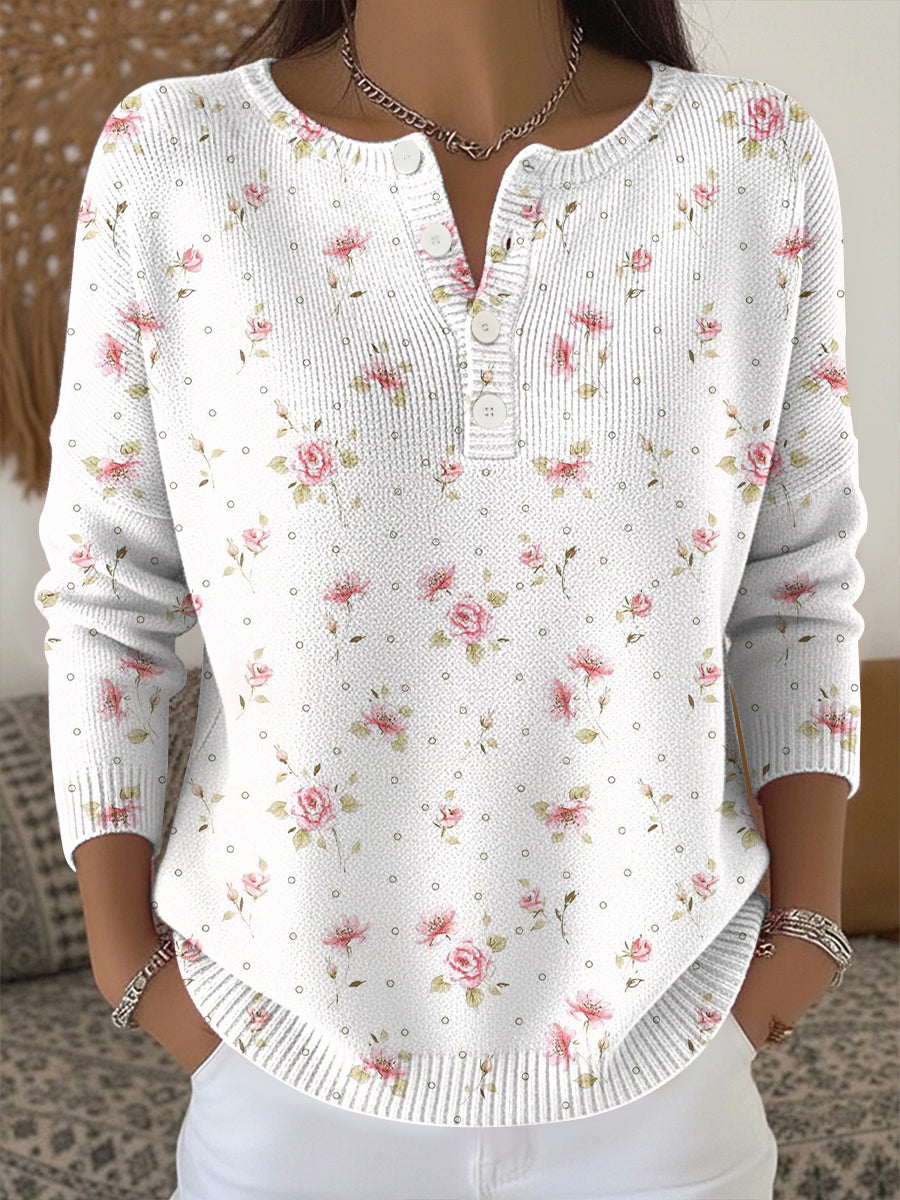 Women's Breast Cancer Pink Print Knit Top