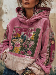 Women's Breast Cancer Awareness Floral Art Printed Hoodie