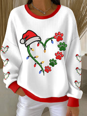 Women's Christmas Animal Paws Print Sweatshirts
