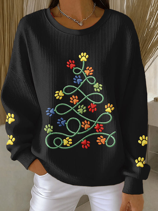 Women's Christmas Animal Paws Print Sweatshirts