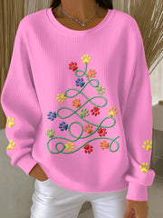 Women's Christmas Animal Paws Print Sweatshirts