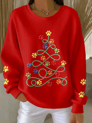 Women's Christmas Animal Paws Print Sweatshirts