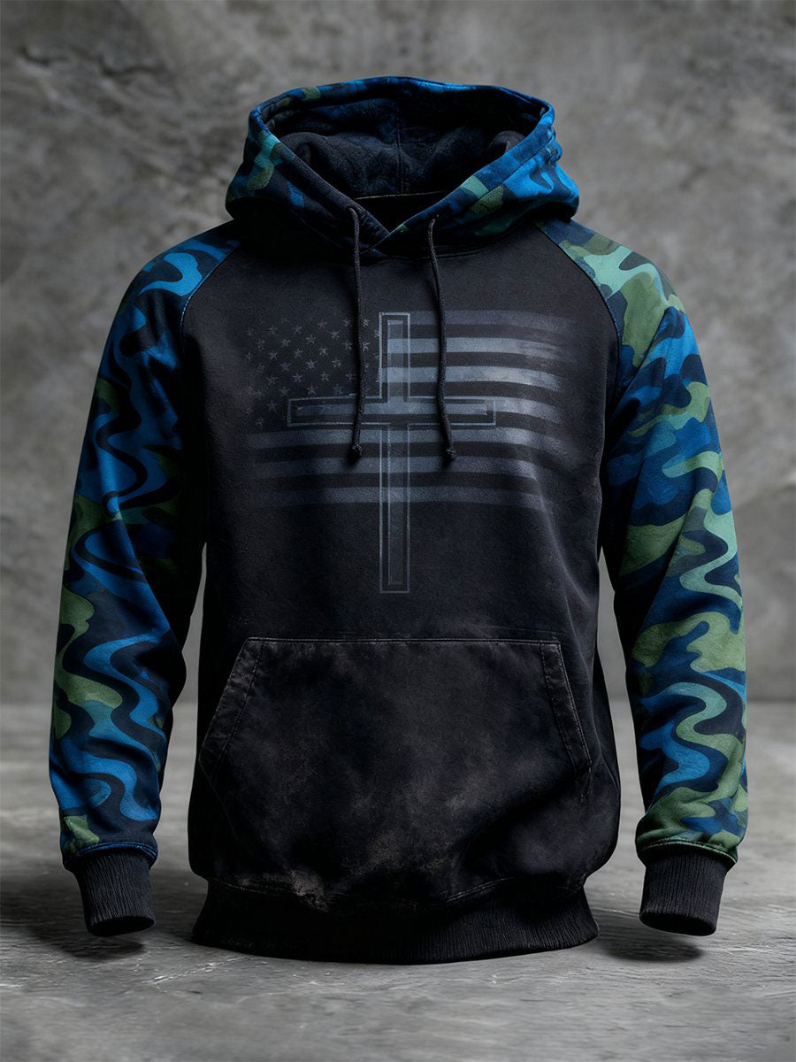 Men's Vintage Faith American Flag Hoodie