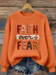 Women's Faith Over Fear Printed Casual Top
