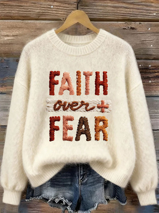 Women's Faith Over Fear Printed Casual Top