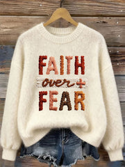Women's Faith Over Fear Printed Casual Top