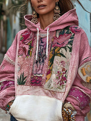 Women's Breast Cancer Awareness Floral Art Printed Hoodie