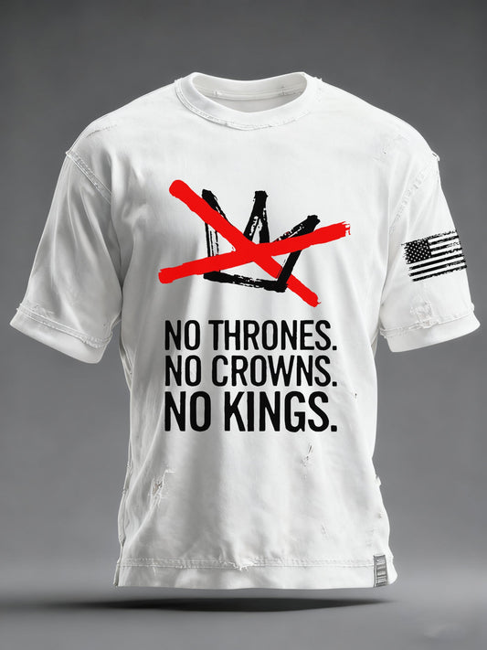 Men's No Thrones No Crowns No Kings Printed T-shirt