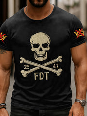 Men's 2547 FDT No Kings Protest Skull Print Tee
