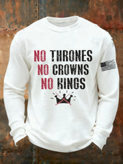 Men's No Thrones No Crowns No Kings Printed Waffle Long Sleeve T-Shirt
