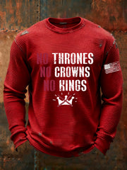 Men's No Thrones No Crowns No Kings Printed Waffle Long Sleeve T-Shirt