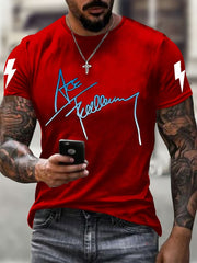 Men's Rock Music Print short-sleeved T-shirt