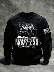 Men's Navy 250th Anniversary Printed Crew Neck Sweatshirt