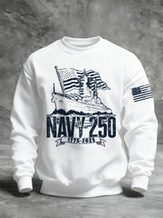 Men's Navy 250th Anniversary Printed Crew Neck Sweatshirt
