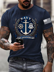 Men's Navy 250th Anniversary Printed short-sleeved T-shirt