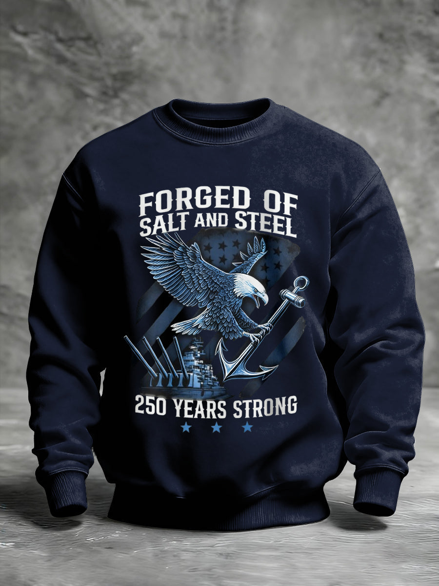 Men's Navy 250th Anniversary Printed Crew Neck Sweatshirt