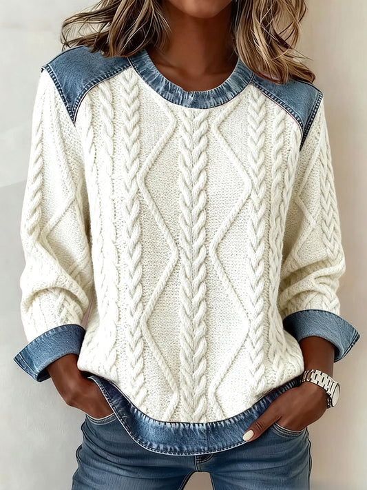 Women's Autumn and Winter Textured Printed Tops