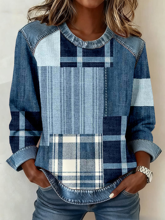 Women's Simple Patchwork Design Sweatshirt