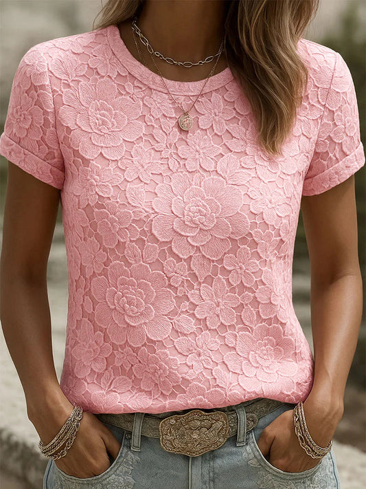 Women's Breast Cancer Awareness Pink Floral Print T-Shirts