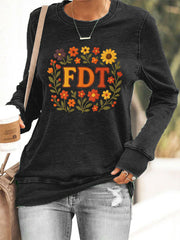 Women's Retro FDT Floral Print Sweatshirt