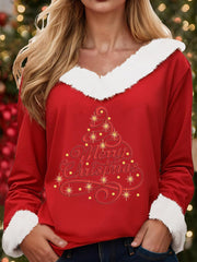 Women's Casual Christmas Fur Collar Top