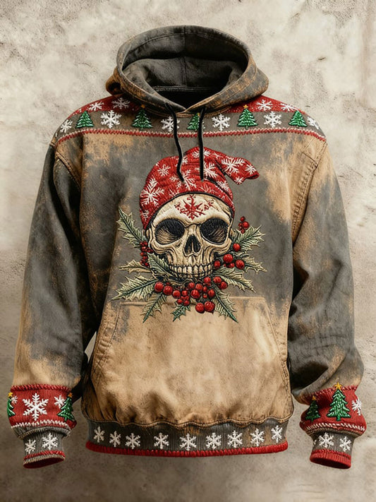 Men's Retro Christmas Skull Hoodie