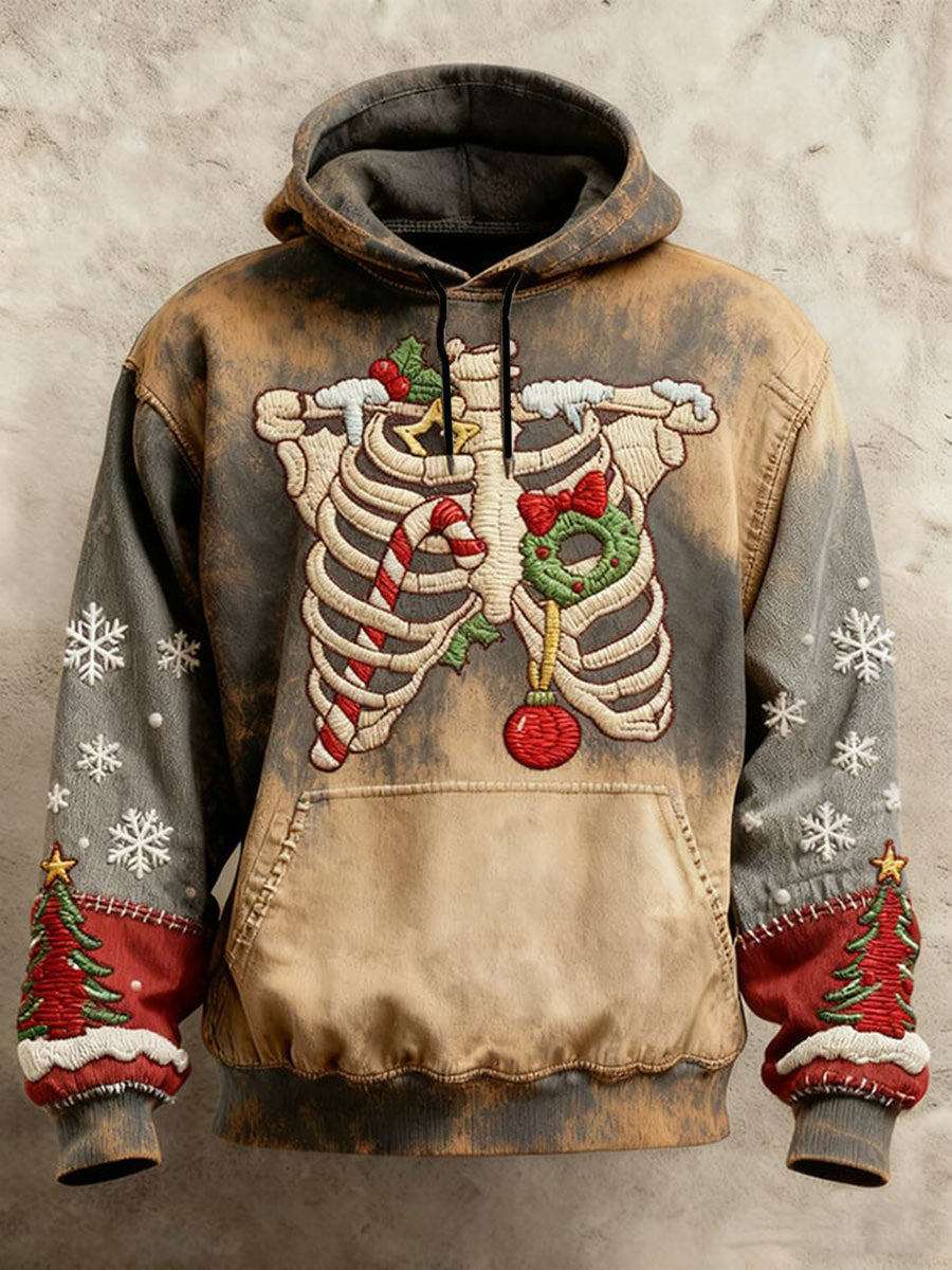 Men's Retro Christmas Skull Hoodie