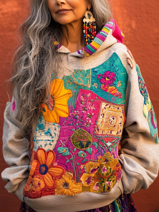 Women's Bohemian Boho Floral Printed Hoodie