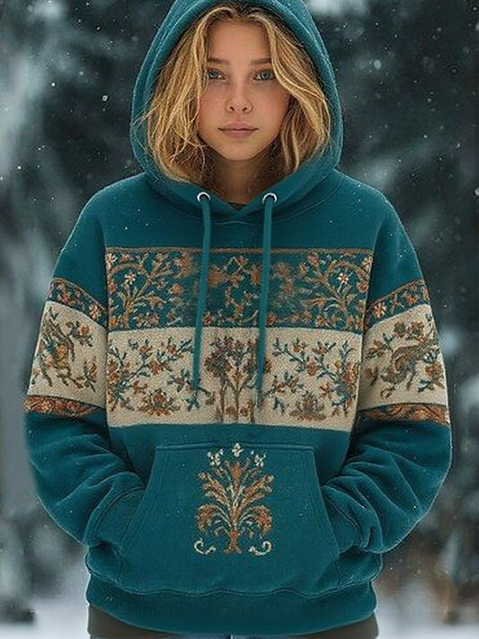 Women's Bohemian floral print hoodie