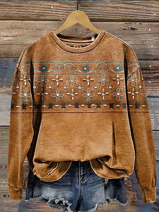 Women's Bohemian floral print Regular Sweatshirt