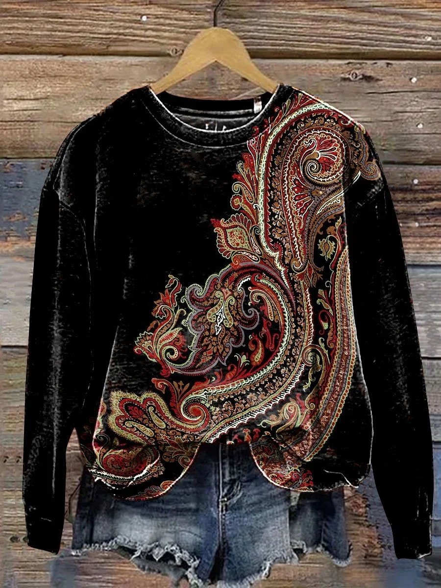Women's Bohemian floral print Regular Sweatshirt